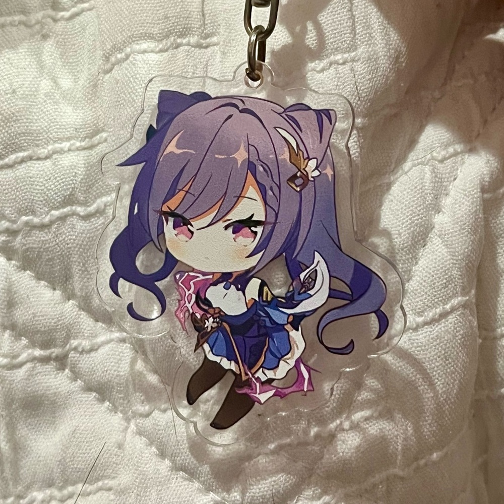 Anime Genshin Impact Keqing Character Keychain Accessory